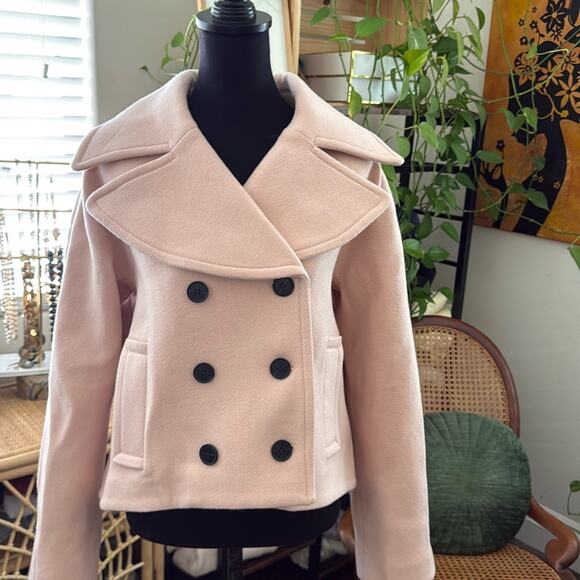 NWT Madewell Blush Pink Italian Wool Double Breasted Peacoat - Picture 1 of 5